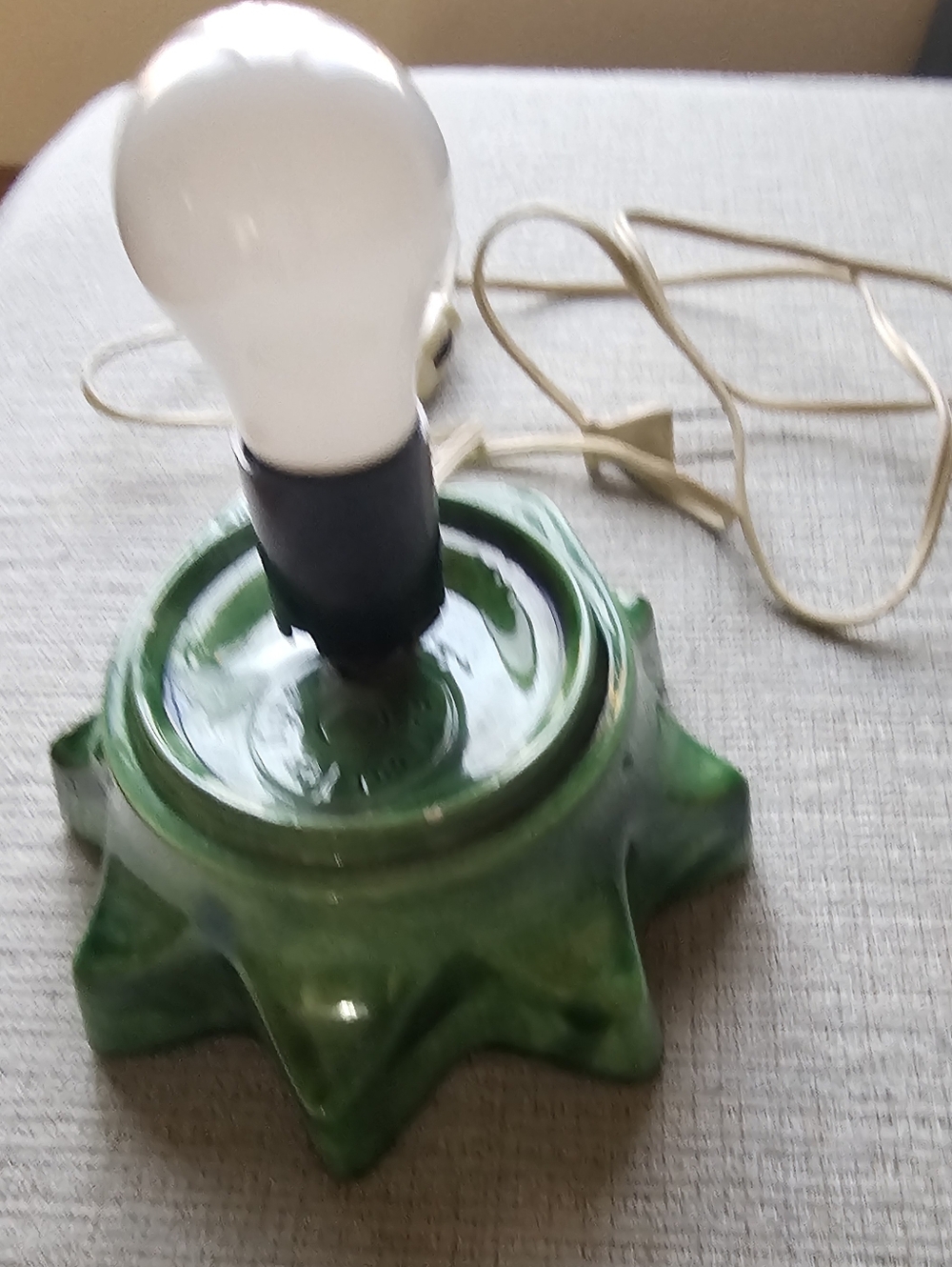 Green Ceramic Star Base Table Lamp - Unbranded